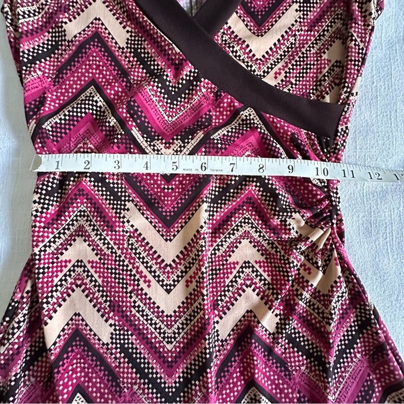 Vintage La Belle Dress Womens Medium Chevron V Neck Stretch Slinky Retro USA - Picture 6 of 10